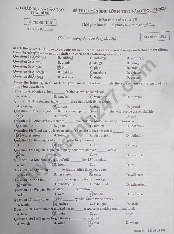 de-thi-vao-lop-10-mon-anh-thai-binh-2022-1-result