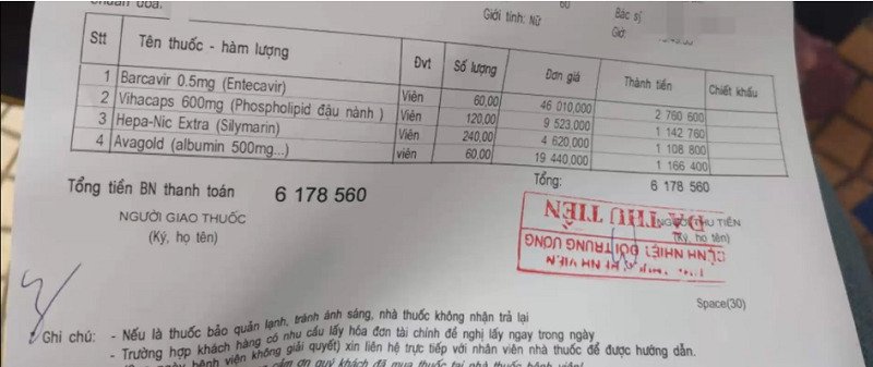 Đơn thuốc toàn Thực phẩm chức năng của bác sĩ Bệnh viện Bệnh nhiệt đới Trung ương. (Ảnh: Lao Động).