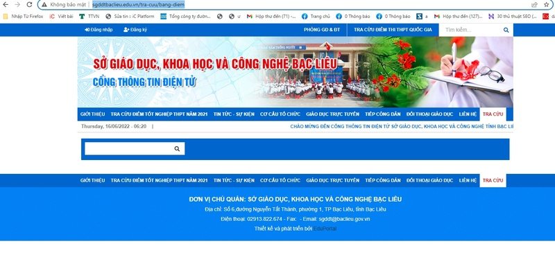 Tra cứu điểm thi vào lớp 10 tỉnh Bạc Liêu năm 2022