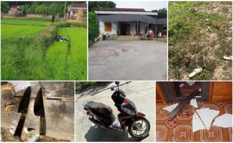 Hiện trường và tang vật vụ án.