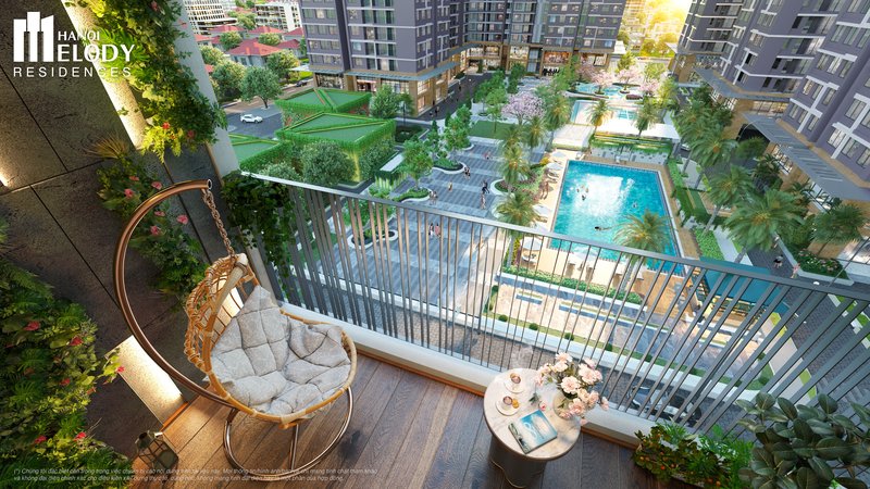 Hanoi Melody Residences_ Ban công view nội khu