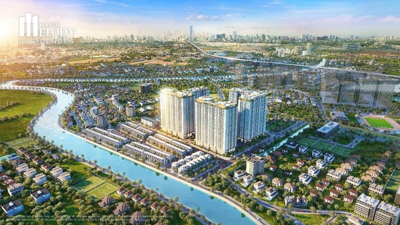 Hanoi Melody Residences sở hữu vị trí đắc địa, bao quanh bởi những mảng xanh rộng lớn