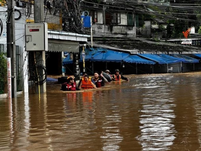 Nước lũ ở huyện Mae Sai, tỉnh Chiang Rai, miền bắc Thái Lan. (Ảnh: PBS World)