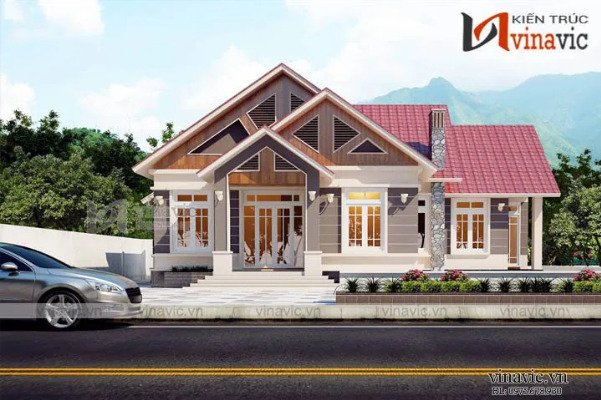 Mẫu thiết kế nhà cấp 4 nông thôn mái thái ở Hà Nam do Vinavic thiết kế và thi công.