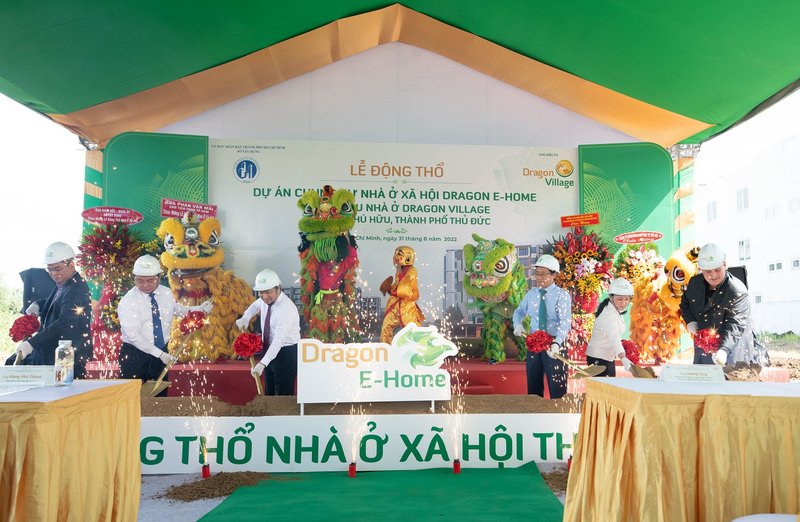 Sự kiện động thổ dự án nhà ở xã hội Dragon E-Home với sự góp mặt của lãnh đạo TPHCM.
