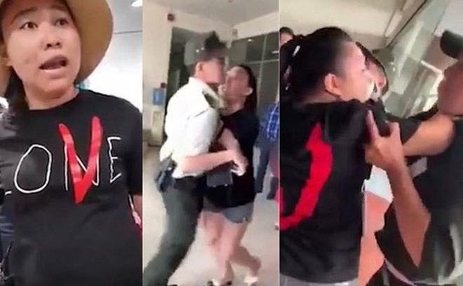 Cựu đại uý Lê Thị Hiền từng gây náo loạn tại sân bay Tân Sơn Nhất. (Ảnh cắt từ clip).