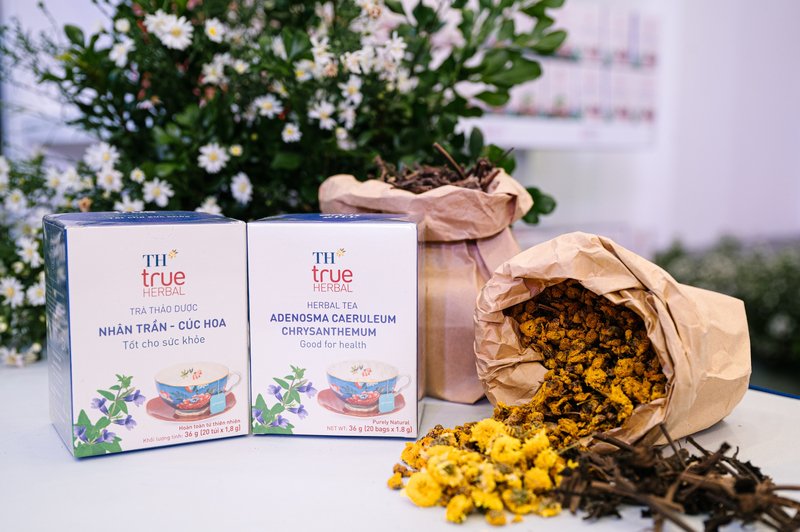Trà thảo dược TH true HERBAL Nhân trần – Cúc hoa giúp thanh nhiệt, giải độc, tiêu viêm và tốt cho gan.