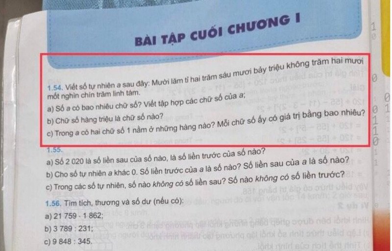 Bài 1.54 sách giáo khoa Toán Kết nối tri thức với cuộc sống lớp 6 (Tập 1) in tại nhà in Sóc Trăng.