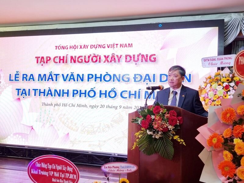 TS. Đặng Việt Dũng – Chủ tịch Tổng hội Xây dựng Việt Nam phát biểu tại Lễ ra mắt Văn phòng đại diện Tạp chí Người Xây dựng tại TP Hồ Chí Minh.