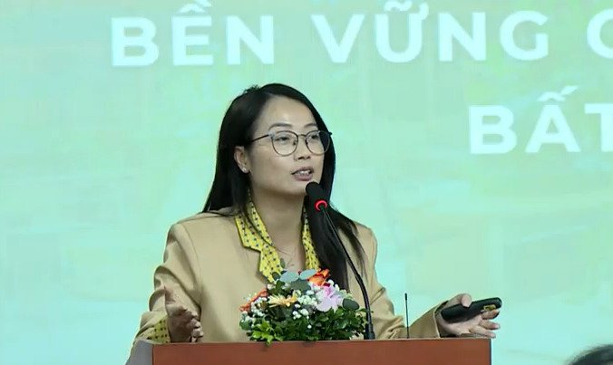 Bà Nguyễn Bích Ngọc - Giám đốc Sen Vàng Group chia sẻ về “Chiến lược Xanh - Phát triển bền vững cho các doanh nghiệp bất động sản”.