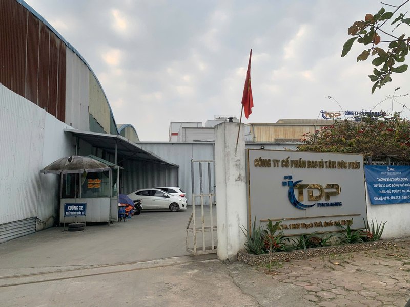 Nhà xưởng Công ty CP bao bì Tâm Đức Phát rộng hàng ngàn mét vuông trên đất quy hoạch cây xanh