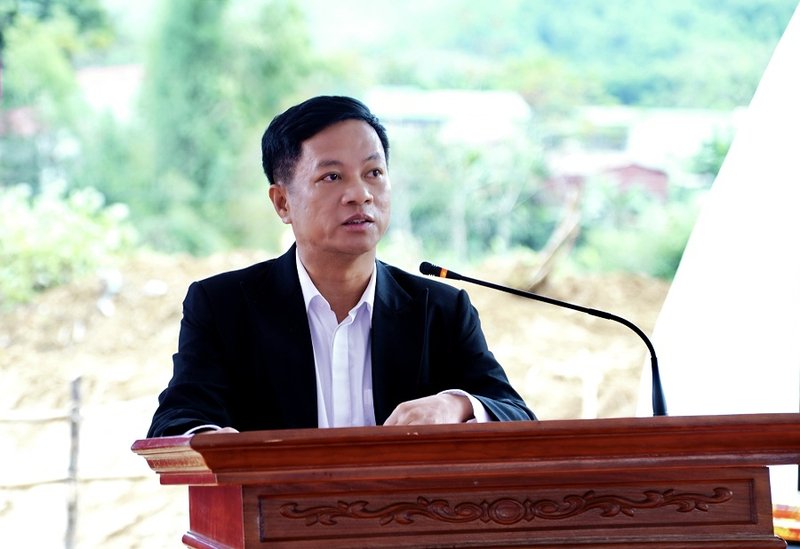 Ông Nguyễn Xuân Tùng, Phó Tổng Giám đốc Vùng trung du miền núi phía Bắc Tập đoàn T&T Group phát biểu tại lễ khởi công