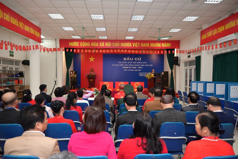 Toàn cảnh lễ khai mạc bầu cử đại biểu Quốc hội Khóa XVI và HĐND các cấp nhiệm kỳ 2026-2031 tại khu vực bỏ phiếu số 1