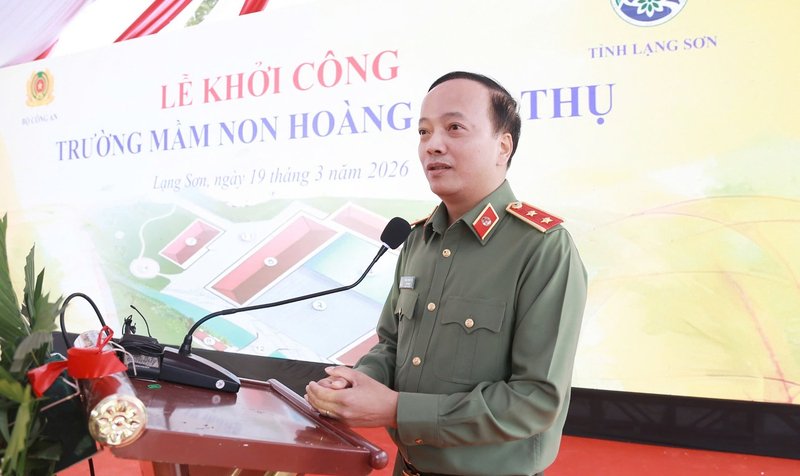  Trung tướng Đặng Hồng Đức, Thứ trưởng Bộ Công an phát biểu tại lễ khởi công