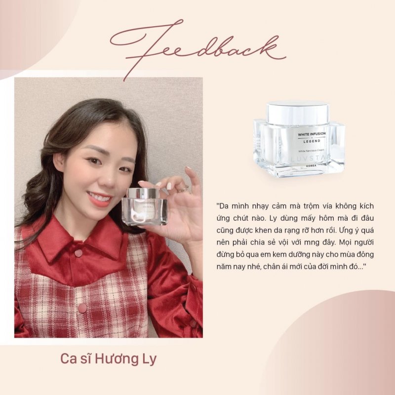 Ca sĩ Hương Ly là tín đồ trung thành với dòng sản phẩm dưỡng da cao cấp này.