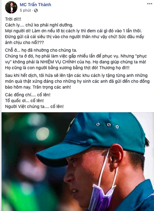 Dòng chia sẻ của Trấn Thành.