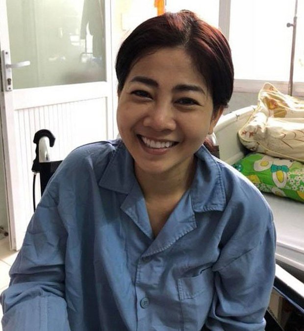 Diễn viên Mai Phương rất lạc quan trên giường bệnh.
