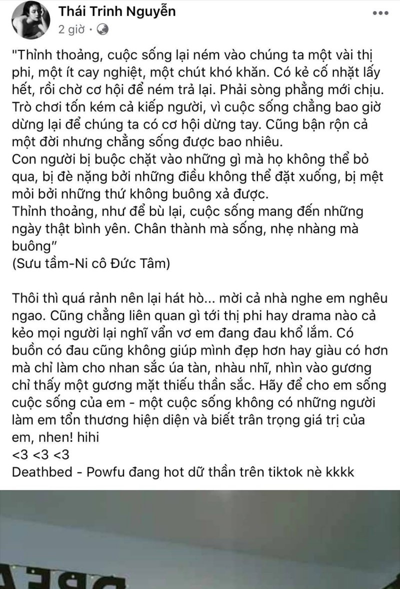 Dòng chia sẻ của Thái Trinh.