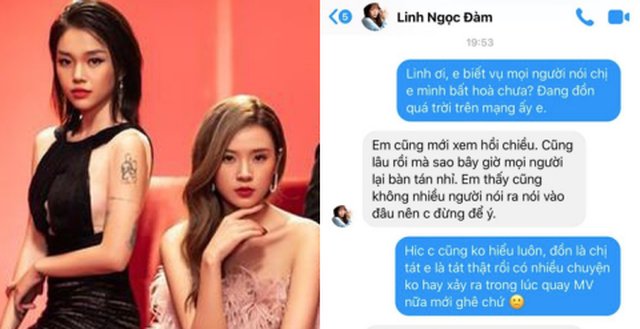 Màn hình chụp tin nhắn của Linh Ngọc Đàm sau sự việc.