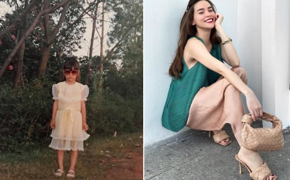 Hà Hồ ngày bé ăn mặc khá trendy đó.