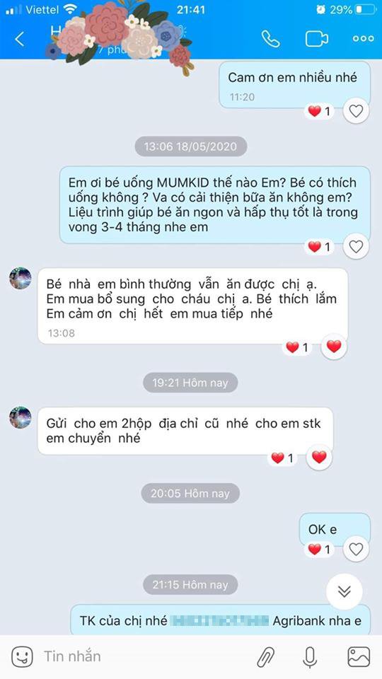 Phản hồi của các bà mẹ về sản phẩm Siro MUMKID.