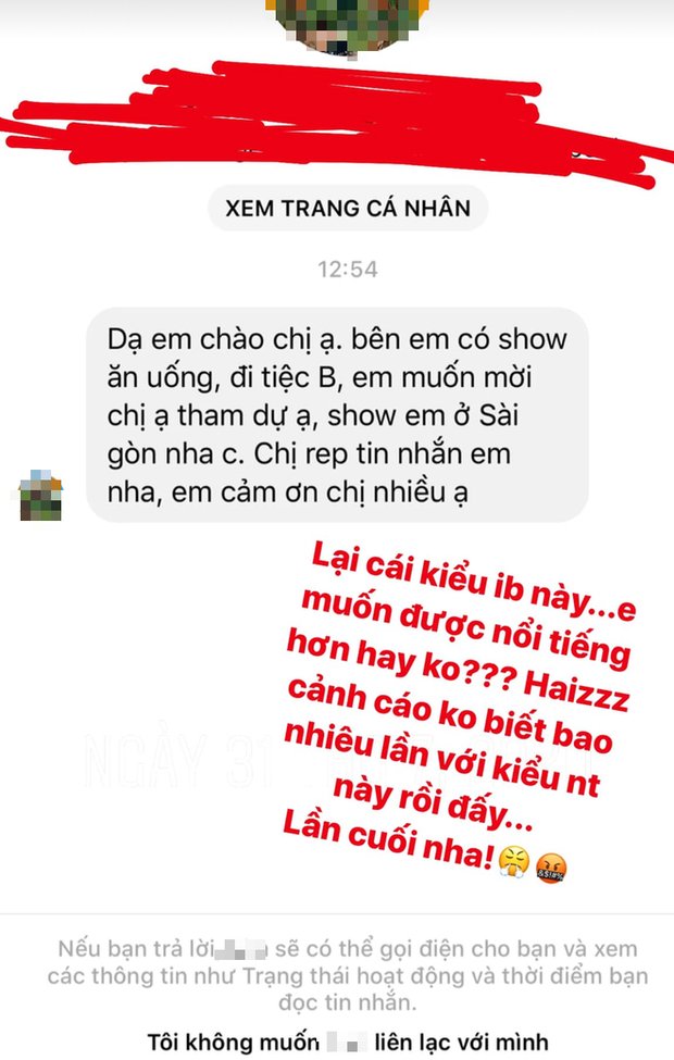 Quỳnh Thư bức xúc đăng tải sự việc trên trang cá nhân.