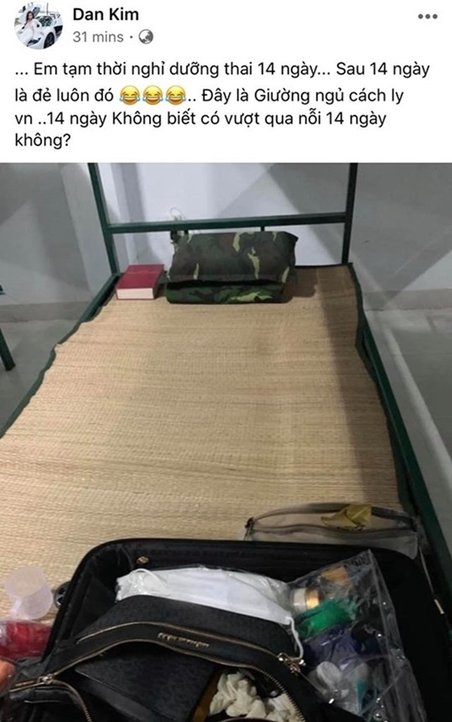 Dòng trạng thái Đan Kim thông báo về nước.