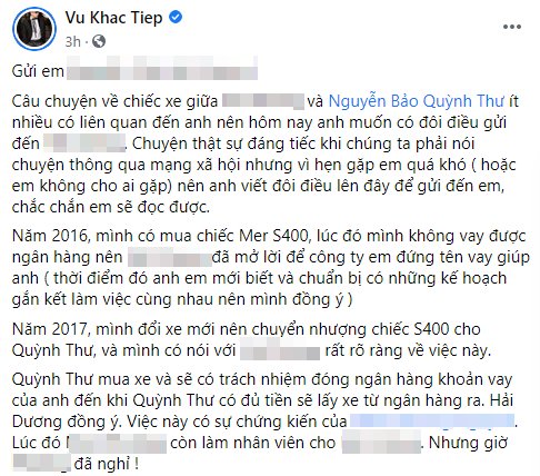 Bài đăng tố cáo của Vũ Khắc Tiệp.