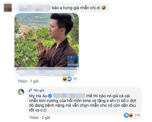 Âu Hà My nhắc tới chiếc nhẫn kim cương.