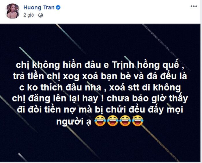 Hương Trần cũng đáp trả gay gắt