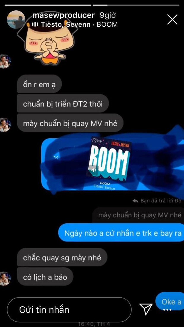 Đoạn tin nhắn được Masew chia sẻ