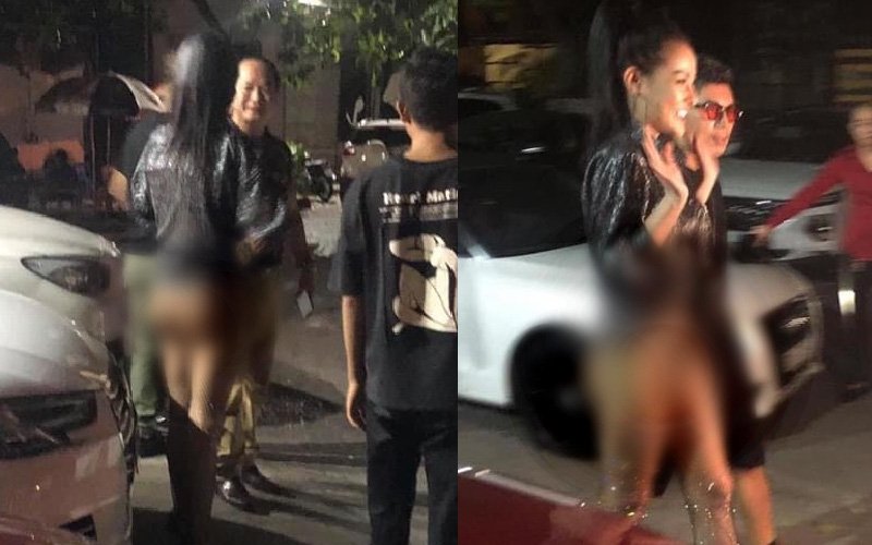 Trước đó, Ngân 98 diện đồ xuyên thấu đi bar