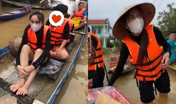 Thủy Tiên vẫn đang miệt mài đi cứu trợ bà con.