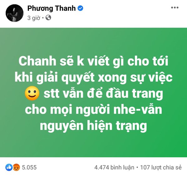 Động thái mới của Phương Thanh về sự việc