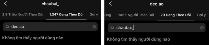 Cặp đôi đã không còn theo dõi nhau trên mạng xã hội.