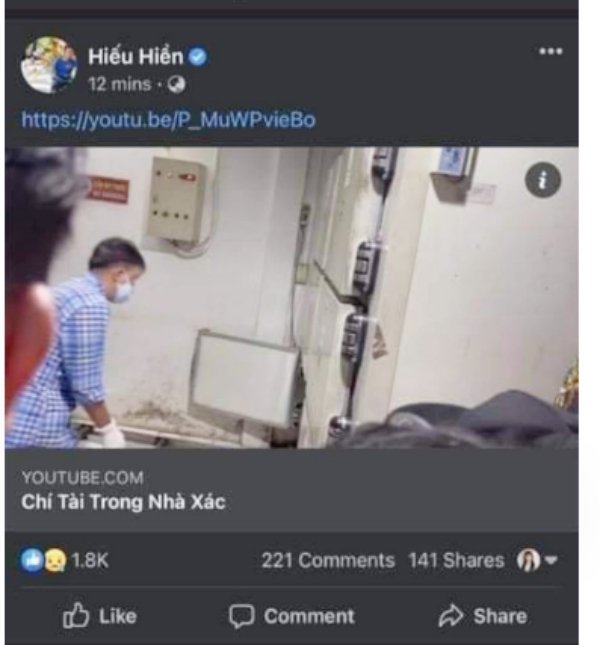 Trước đó, fanpage tích xanh của Chí Tài share link phản cảm