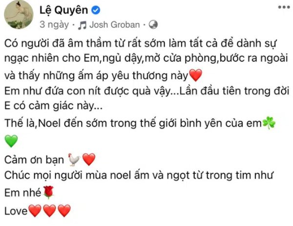 Status gây nghi vấn của Lệ Quyên