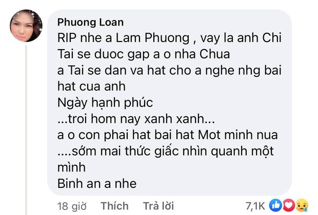 Ca sĩ Phương Loan viết lời tiễn biệt