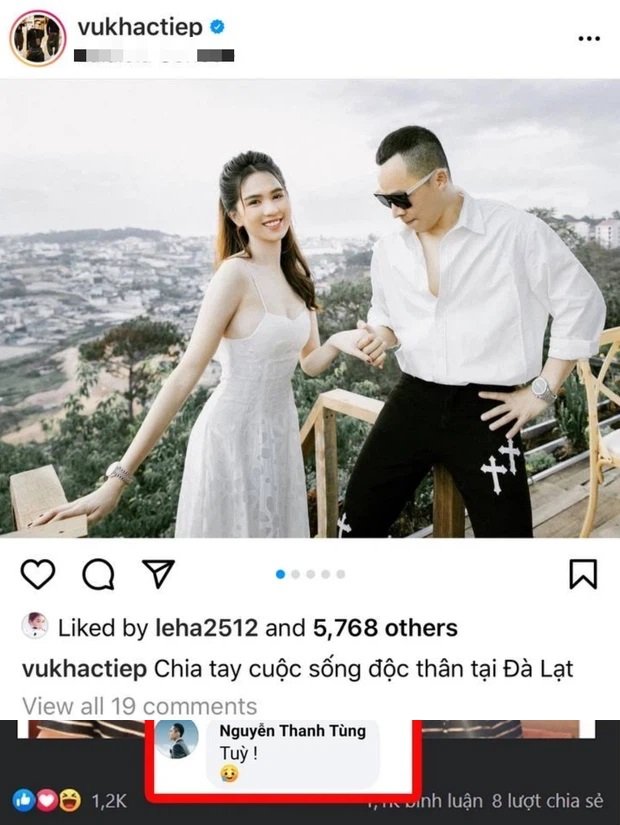 Trên trang cá nhân, Vũ Khắc Tiệp tuyên bố thoát ế và bức ảnh anh đăng lại cùng với Ngọc Trinh khiên nhiều người tin rằng, cả hai đã có hẹn ước với nhau.