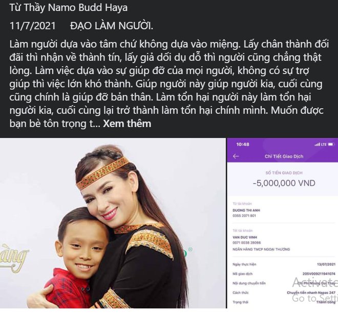 Hình ảnh được Phi Nhung chia sẻ