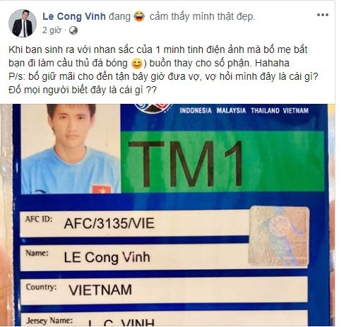 Công Vinh khoe ảnh thời trẻ, tự khen điển trai như minh tinh điện ảnh.