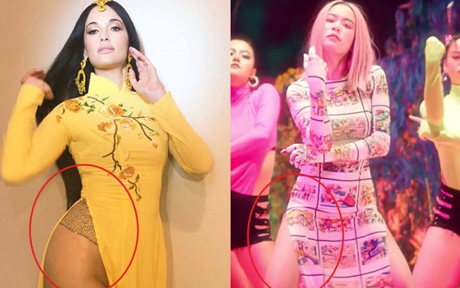 Hoàng Thùy Linh bị cho là mặc áo dài không quần giống nữ ca sĩ Mỹ Kasey Musgraves.