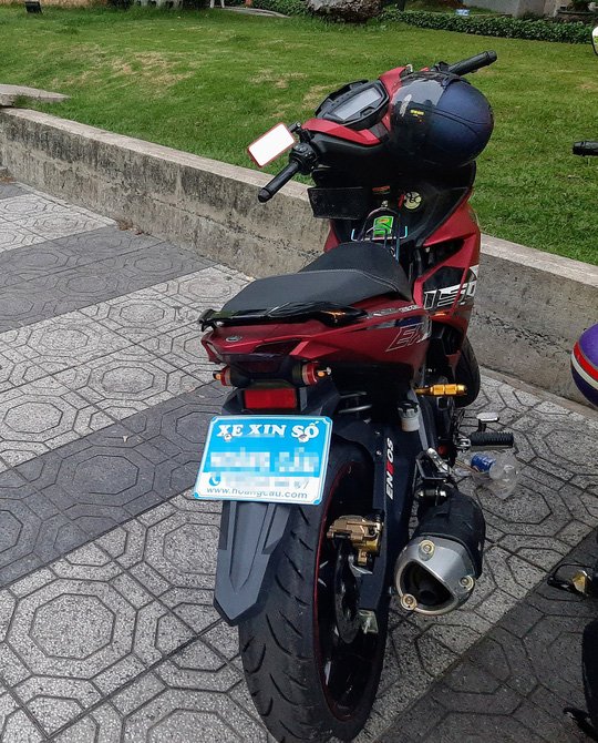 Chiếc xe máy của anh Thái Đăng Phú hiện vẫn chưa có biển số.