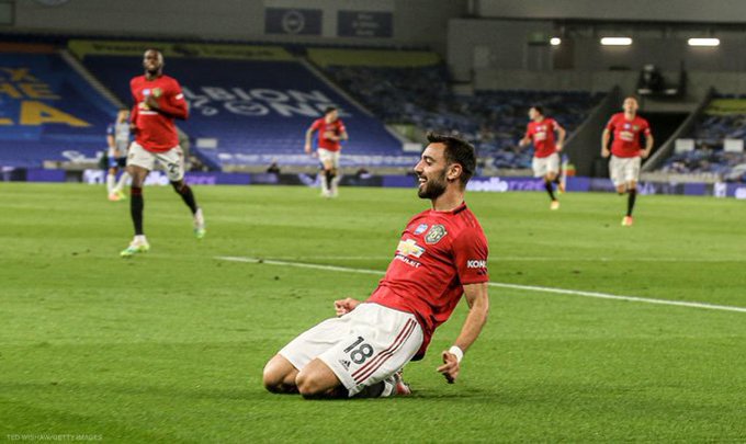 Tiền vệ người Bồ Đào Nha đã lập cú đúp vào lưới Brighton.