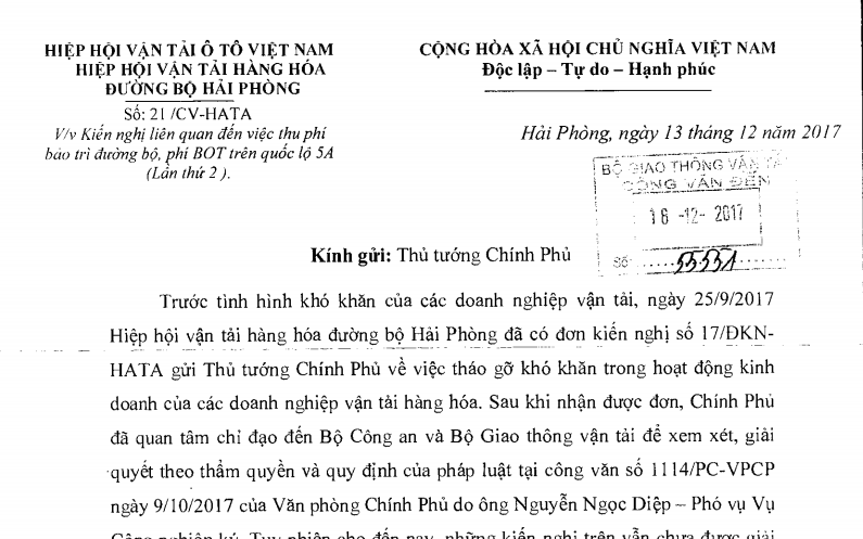 thu-phi-tren-quoc-lo-5-hiep-hoi-van-tai-hang-hoa-duong-bo-hai-phong-kien-nghi-bai-bo