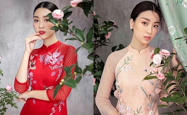 ngam-nhin-hoa-hau-do-my-linh-duyen-dang-voi-ao-dai-cach-tan-ngay-tet