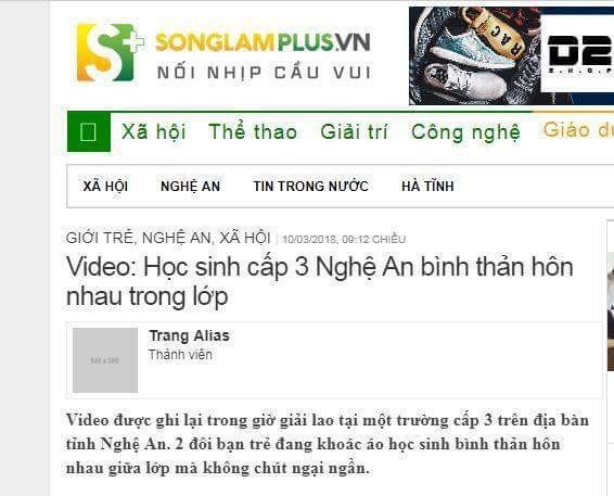  Dòng tin đăng trên trang Songlamplus.vn. 