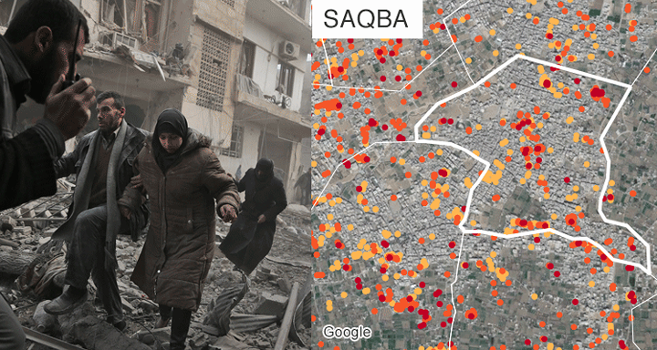 Cảnh tàn phá khủng khiếp tại Đông Ghouta (Syria) nhìn từ trên cao