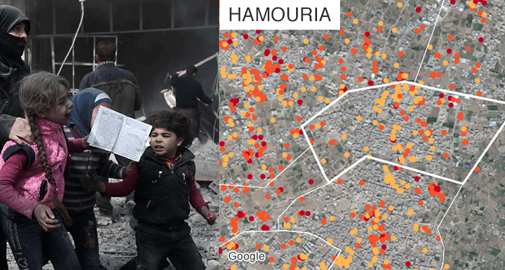 Cảnh tàn phá khủng khiếp tại Đông Ghouta (Syria) nhìn từ trên cao