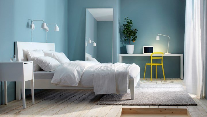 Xua tan nắng nóng với nội thất phòng ngủ màu xanh dương